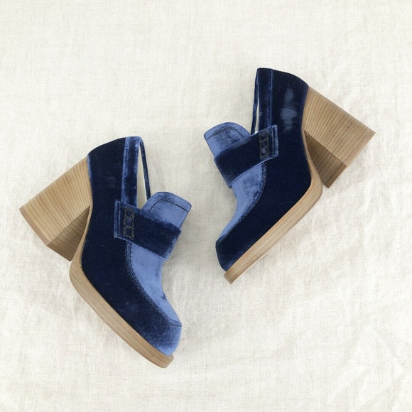 Marni Shoes - MARNI Iolite Blue Velvet Mocassino Platform Loafer